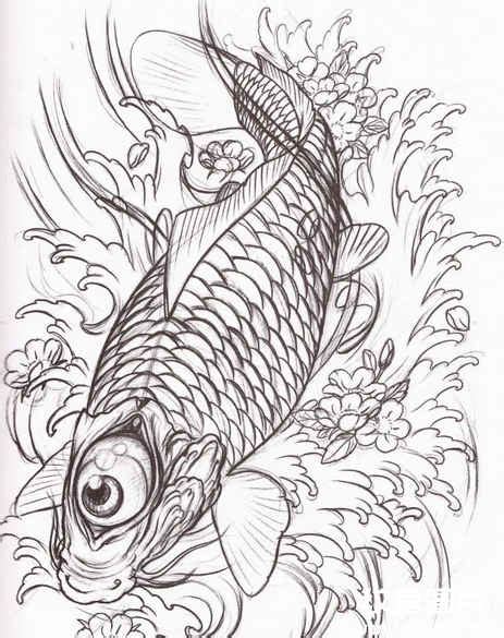 时尚鲤鱼纹身图案