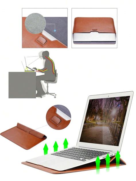 13 Zoll Braune Wasserdichte Pu Leder Laptop Hülle, Faltenbare ...