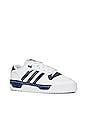adidas Originals Rivalry Low Sneaker in White & Victory Blue | REVOLVE