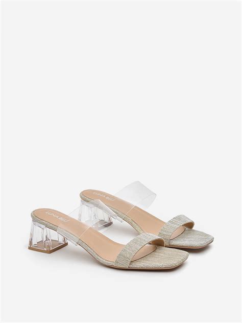 Buy LUNA BLU Light Gold Vinyl Heel Sandals from Westside