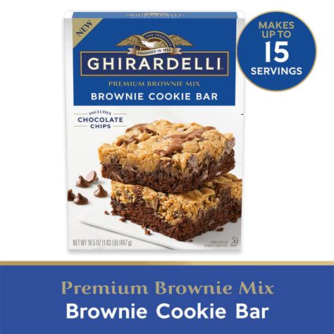 Ghirardelli Brownie Cookie Bar, Premium Brownie Mix, 16.5 oz Box with ...