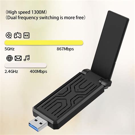 USB WiFi Adapter Dual Band Antenna 5GHz 2.4GHz for Windows XP for Vist ...