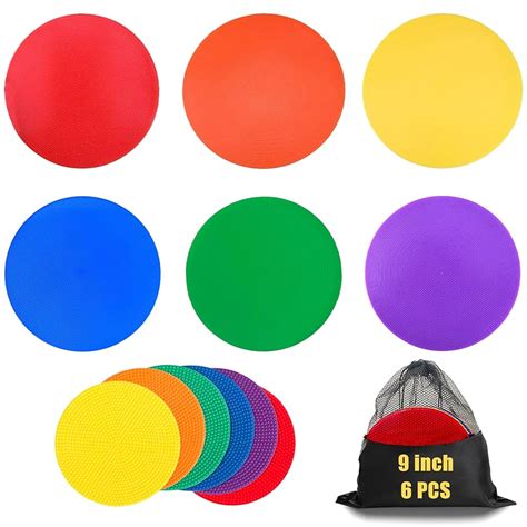 Sports Agility Markers 15-Pack 9-Inch Poly Spot Markers - 5 Color Floor ...