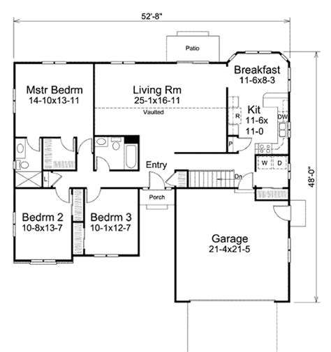 Ranch Style House Plan - 3 Beds 2 Baths 1500 Sq/Ft Plan #57-461 ...