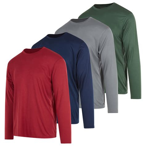 DARESAY Dri-Fit Long Sleeve T Shirts for Men-4 Pack- Moisture Wicking ...