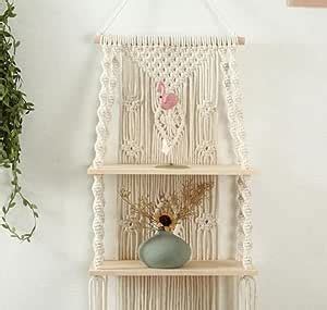 Aain Macrame Wall Hanging Shelf Balcony Hangers |118| Pine Wooden Plank ...