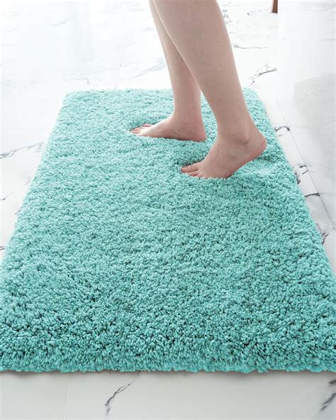 Amazon.com: Disolla Teal Bathroom Rug 24x36 Non Slip Fluffy Bath Mat ...