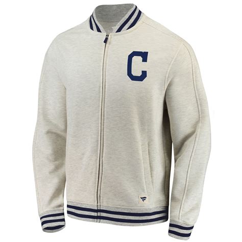 Men's Cleveland Indians Fanatics Cream Heritage Primary Full-Zip Track ...