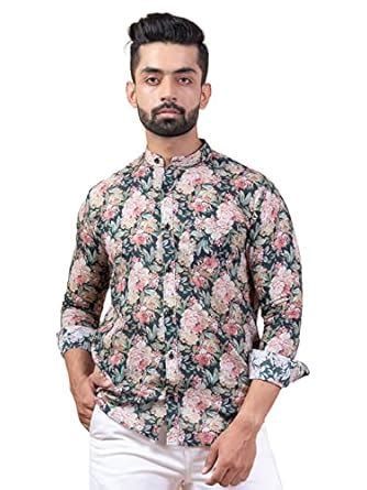 Tistabene Floral Multi Color Mandarin Collar Full Sleeve Shirt for Men ...