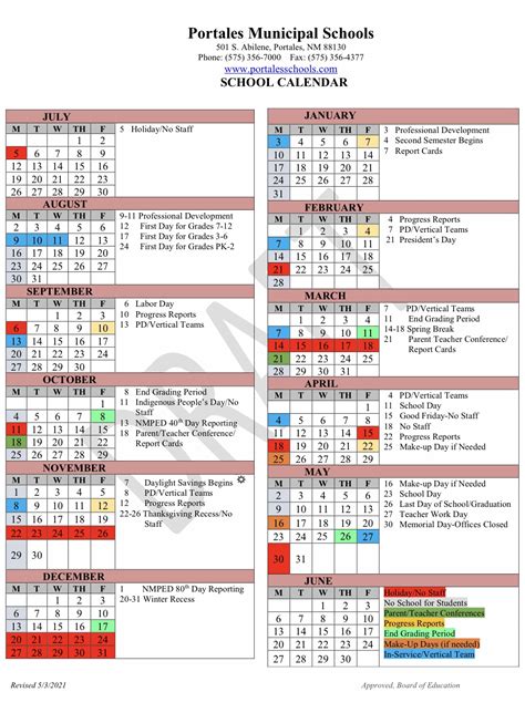 Letter & Calendar From Portales Schools - The Roosevelt Review