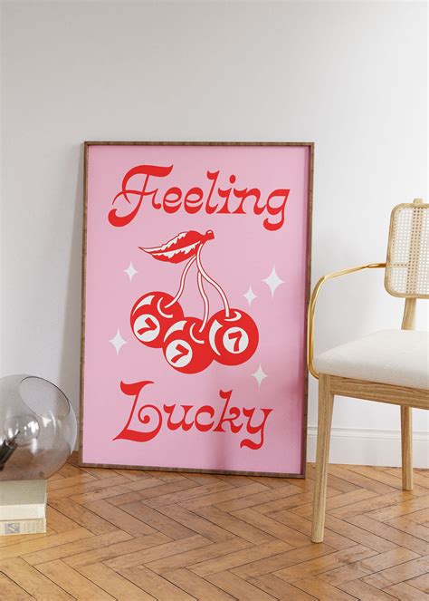 Feeling Lucky Pink 8 Ball Quote Wall Print, Digital Download Print ...