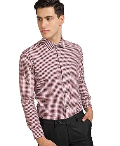 Knighthood by FBB Men's Checkered Slim Fit Formal Shirt (1001625022_Red ...