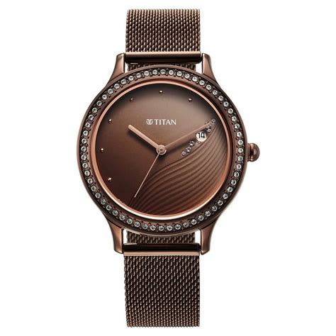 Buy Online Titan Purple Glam It Up Brown Dial Analog with Date ...