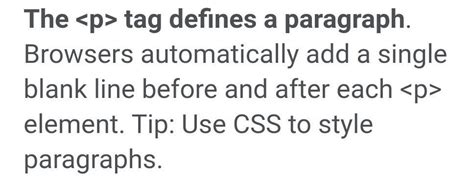 paragraph tag definition in html? - Brainly.in