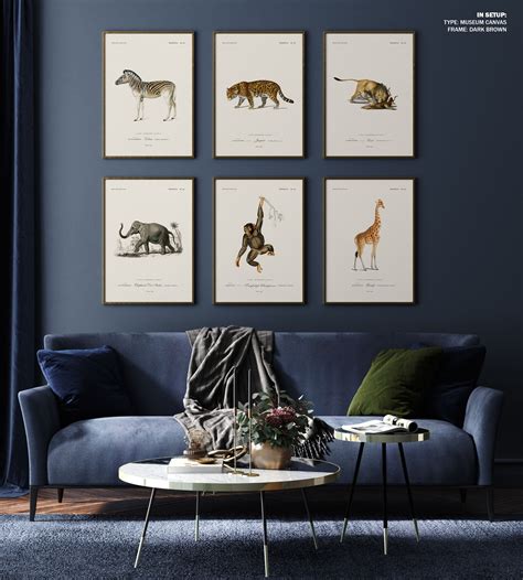 Vintage Safari Animal Wall Art Set of 6, Wildlife Art, Jungle Safari ...