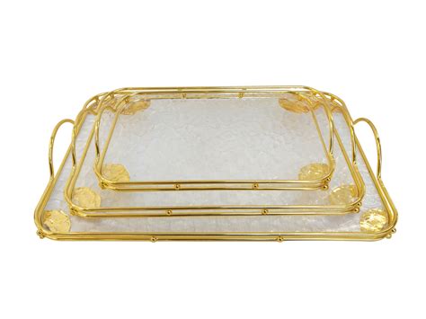 Aura Tray - Small + Medium Set of 2 Pcs Gold – Raj Imports
