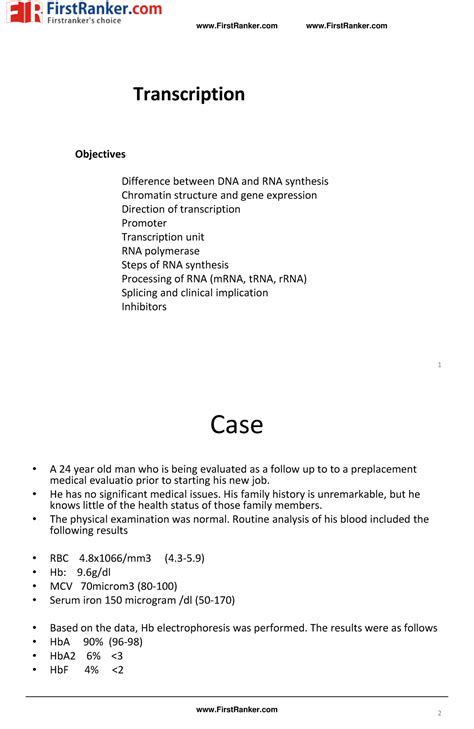 MBBS Biochemistry Notes Topic WISE Transcription - FirstRanker ...