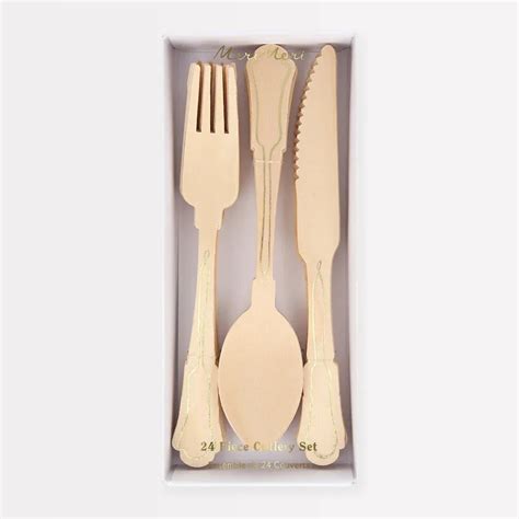 Elegant Gold Foil Detail Wooden Cutlery Set (x24) – partyalacarte.co.in