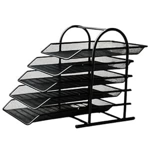 VeleSolv File Desk Tray, 5-Tier Sliding Shelf Countertop Metal Mesh ...
