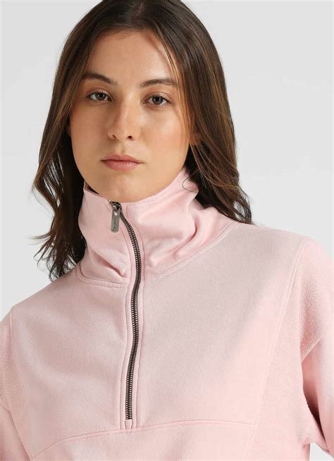 Pink Textured Zipper Sweatshirt | Pepe Jeans India