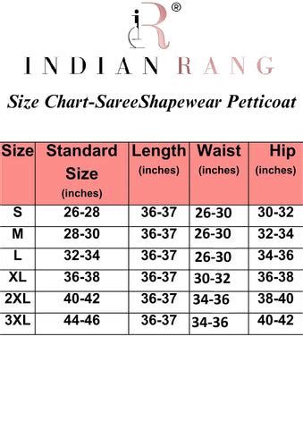 size chart – Indian Rang