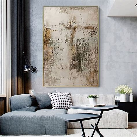 wabi sabi schilderij handgemaakte wandkunst beige abstract schilderij ...