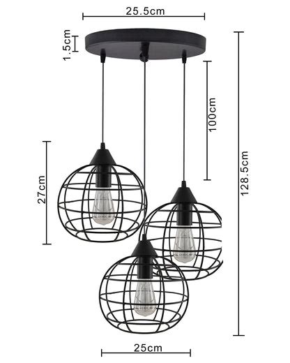 3-Lights Round Cluster Chandelier Hanging Classic Sphere Pendant Light ...