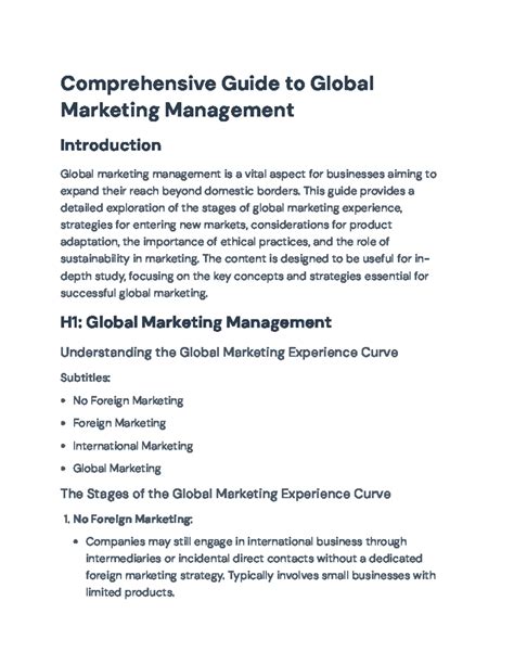 Introduction To Global Marketing