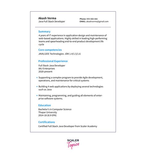 Image result for Java Full-Stack Developer Resume