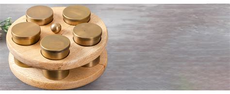 Nestroots wooden masala box for kitchen | 7 Stainless Steel jars ...