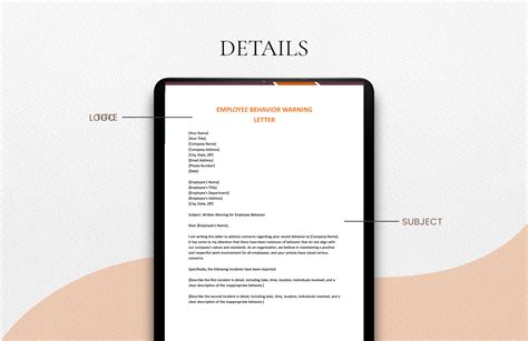 Employee Behavior Warning Letter in Word, Google Docs, Pages - Download ...