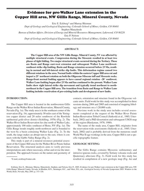 Evidence for pre-Walker Lane extension in the Copper Hill area, NW ...