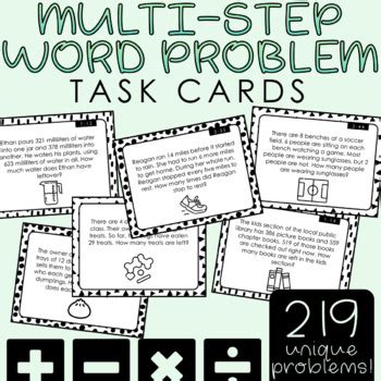 Image result for Printable Multi-Step Word Problem Task Cards