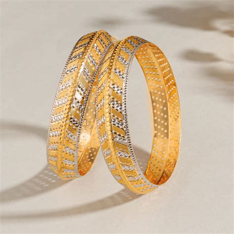 Ziyana Two-Tone Carved Gold Bangles – PP Jewellers