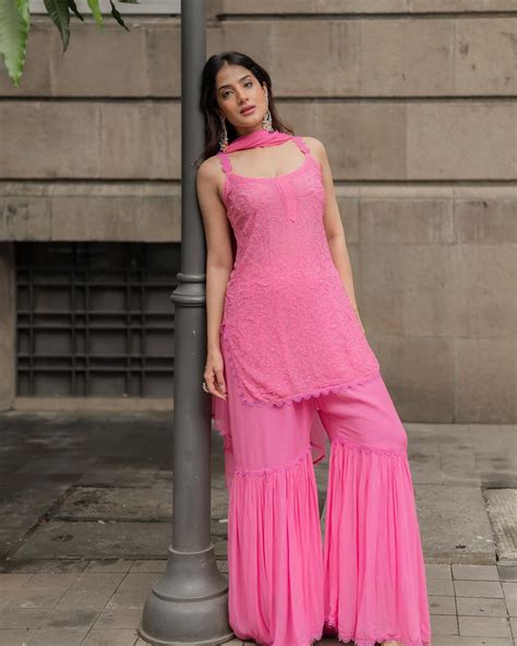 Strappy Viscose Georgette Chikankari Gharara Set – SurtiSilk