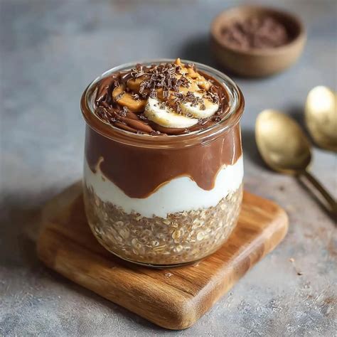 Healthy Chocolate Peanut Butter Overnight Oats with Yogurt
