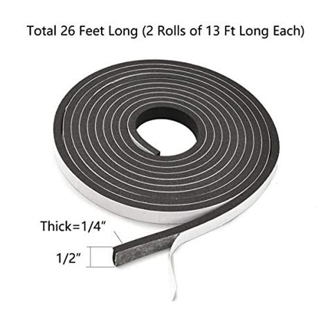 Buy TamBee Weather Stripping Foam Tape 1/2 Inch Wide X 1/4 Inch Thick ...
