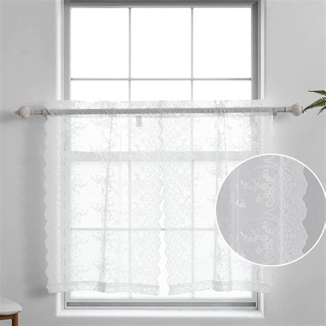 Amazon.com: Kotile White Cafe Curtains for Kitchen Window, Vintage Vine ...