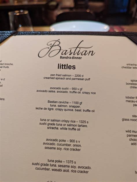 Menu at Bastian, Bandra, Mumbai, Kamal Building