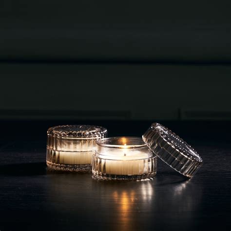 Set Of 2 Brown Textured Glass Wax Filled Jars - Small