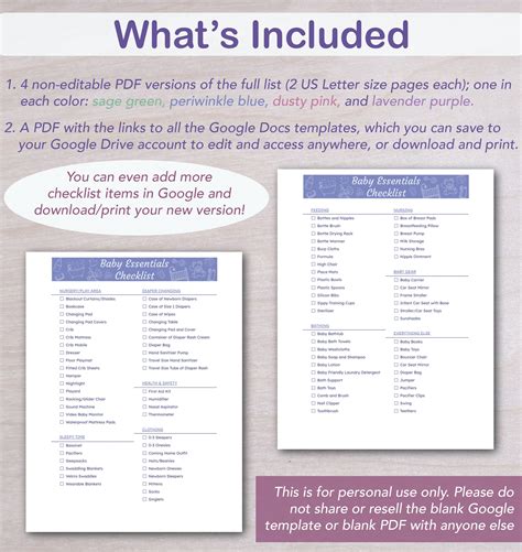 Baby Essentials Checklist Google Docs Template, Baby Registry Checklist ...