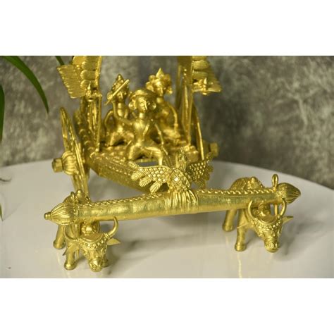 Buy SOWPEACE Gold Large Dhokra Craft Cow Cart Brass Decor Online