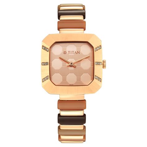 Buy Online Titan Glitz Rose Gold Dial Analog Metal Strap watch for ...