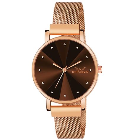 Buy LOUIS DEVIN Rose Gold Plated Mesh Chain Analog Wrist Watch for ...