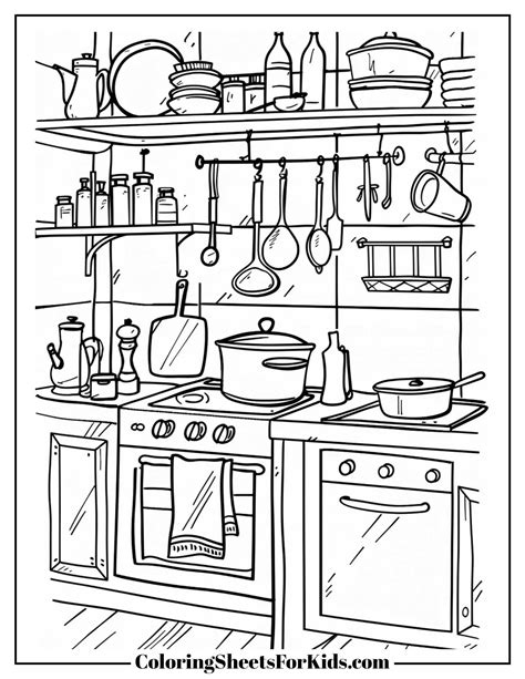Coloring Picture Kitchen 的图像结果