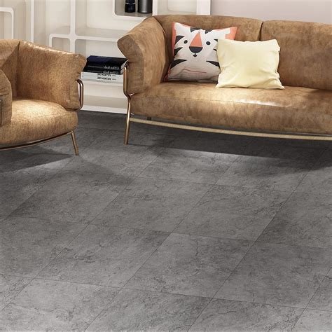 Livelynine 16-Pack Grey Slate Flooring Peel and Stick Floor Tile ...