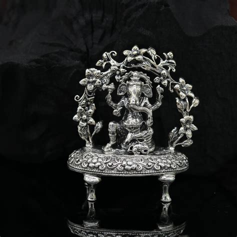925 Sterling silver Lord Ganesh Idol, Pooja Articles, Indian Silver Id ...