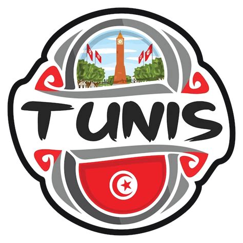 Tunis Tunesië vlag reizen Souvenir Sticker Skyline Landmark Logo Badge ...