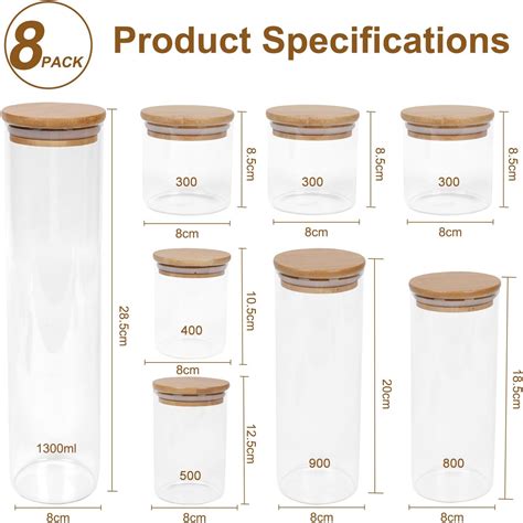 Otoomenz Glass Storage Jars With Bamboo Lids Set of 8, India | Ubuy