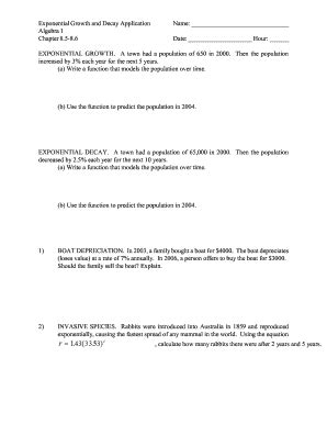 Fillable Online web lincoln k12 mi Exponential Growth and Decay ...